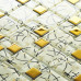 Glossy White Tile 1" x 2" Gold Glass Mosaic for Kitchen Backsplashes, Bathroom Showers, Accent Walls