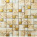 Gold Coated Glass Tile Backsplash White Crystal Mosaic with Plant Patterns 1" x 2" Glossy Kitchen Tiles