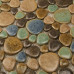 Brown and Blue Porcelain Pebble Tile Heart-shaped Glazed Ceramic Mosaic Bath Floor Tiles