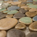Brown and Blue Porcelain Pebble Tile Heart-shaped Glazed Ceramic Mosaic Bath Floor Tiles