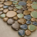 Brown and Blue Porcelain Pebble Tile Heart-shaped Glazed Ceramic Mosaic Bath Floor Tiles