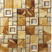 Gold Stainless Steel Tile Brown Glass Mosaic Backsplash 3D Leaf Patterns Kitchen and Bathroom Tiles