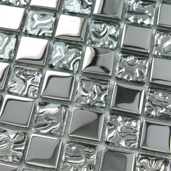 Crystal Glass Silver Mosaic Tile Kitchen Backsplash Small Wall Tiles Bathroom Shower Accent Tile