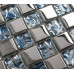 Clear Blue Crystal Square Backsplash Tile Silver Coated Glass Mosaic Bathroom Wall and Floor Tiles