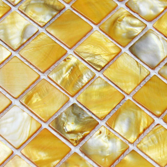 Gold Mother of Pearl Tile Stained Shell Mosaic for Kitchen Backsplash Bathroom Shower Wall Tiles