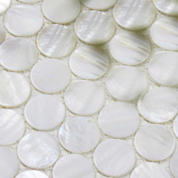 Ultra White Mother of Pearl Tile Penny Round Shell Mosaic Backsplash Kitchen Bathroom Wall Tiles (Tile Size: 1" x 1" x 1/12")