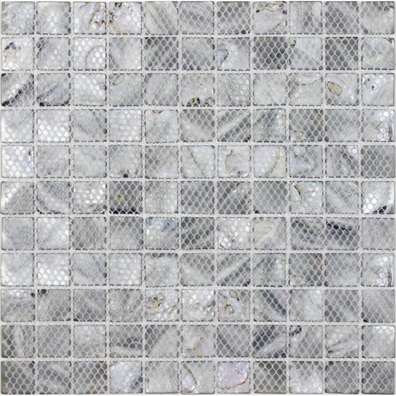 Sample - Donegal Glass Pearl Shell Mosaic Tile in Gray