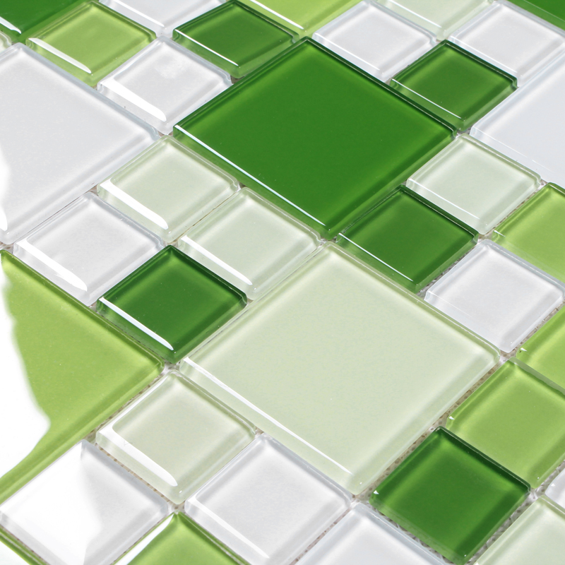 Green Glass Kitchen Tiles White Glitter Backsplash Wall Fifyh Com