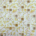 White Crystal Kitchen Backsplash Tile Gold Coated Glass Mosaic Accent Bathroom Wall Tiles