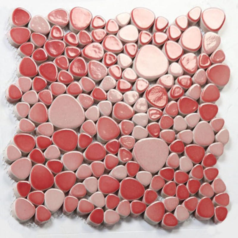 Pink And Rose Red Porcelain Pebble Tile Glossy Ceramic Fifyh Com