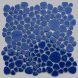 Blue Porcelain Pebble Tile Glossy Ceramic Mosaic Floor Tile Bathroom Backsplash Wall Tiles