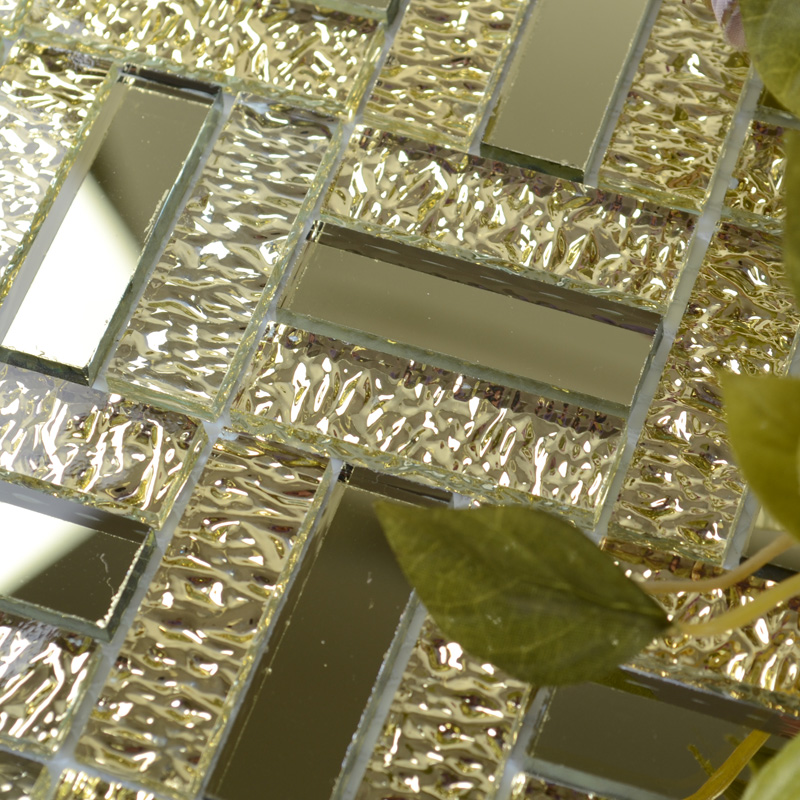Mirror Glass Backsplash Tile Gold Crystal Mirrored Tile Fifyh Com