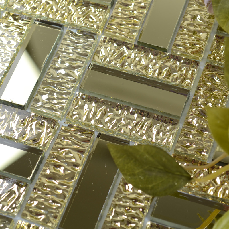 Mirror Glass Backsplash Tile Gold Crystal Mirrored Tile