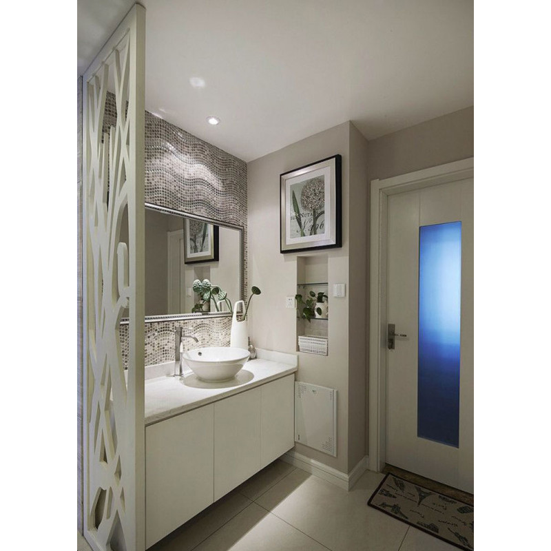 White Stone Mosaic Bathroom Glass Mirror Backsplash Tiles Silver Coated Crystal Kitchen Tile Wave Patterns