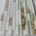 Sea Green Glass and White Stone Tile Resin Conch Interlocking Beach Inspired Backsplash Coastal Bathrooms