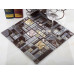 Brown Glass and Metal Tile Backsplash Brushed Aluminum Mosaic Iridescent Tile Bathroom Wall Tiles