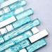 Silver Stainless Steel Tile Aqua Glass Backsplash Crystal Diamond Mosaic Bathroom Shower Wall Tiles