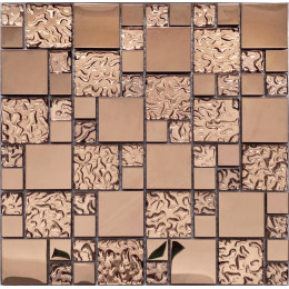 Metal and glass blend mosaic tile brown crackle crystal backsplash  stainless steel with base