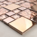Glass Mix Metal Tile Rose Gold Stainless Steel Mosaic Backsplash Kitchen Bath Accent Wall Decor
