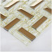 Gold Stainless Steel Tile Backsplash Randomly Striped Glass Mosaic Tiles Bathroom Wall