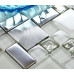 Silver Stainless Steel Tile White Crystal Glass Backsplash Metallic Mosaic Bathroom Wall Tiles