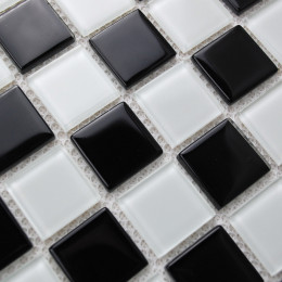 Black and White Glass Mosaic Tiles Affordable Kitchen and Bathroom Backsplash Swimming Pool Tile