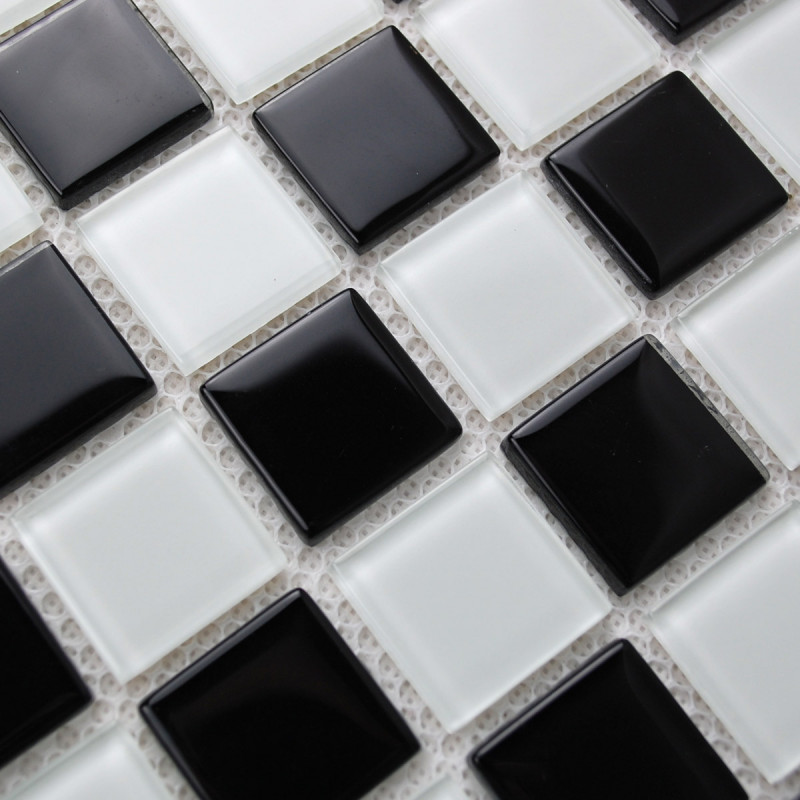 Black and White Glass Mosaic Tiles Affordable Kitchen and