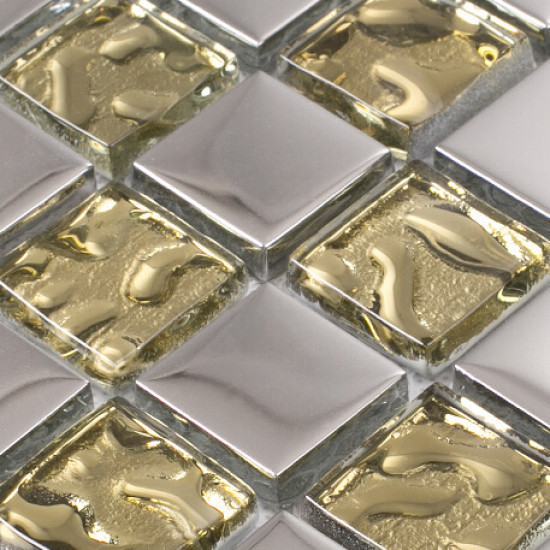 Gold Clear Crystal Backsplash Silver Coated Glass Mosaic Accent Bathroom Tile Kitchen Back Splashes