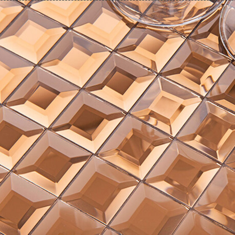 Tea Mirror Glass Backsplash Modern 3d, Mirror Glass Mosaic Wall Tile
