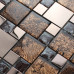 Rose Gold Stainless Steel Tile Brown Glass Mosaic Crackle Crystal Backsplash Bath Wall Tiles