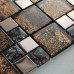 Rose Gold Stainless Steel Tile Brown Glass Mosaic Crackle Crystal Backsplash Bath Wall Tiles