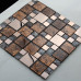 Rose Gold Stainless Steel Tile Brown Glass Mosaic Crackle Crystal Backsplash Bath Wall Tiles