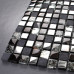 Black Marble Mosaic Tile Silver Coated Glass Backsplash Cracked Crystal Bathroom and Kitchen Tiles