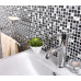 Black Marble Mosaic Tile Silver Coated Glass Backsplash Cracked Crystal Bathroom and Kitchen Tiles