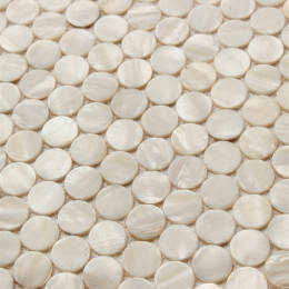 Ultra White Mother of Pearl Tile Penny Round Shell Mosaic Backsplash Kitchen Bathroom Wall Tiles (Tile Size: 4/5" x 4/5" x 1/12")