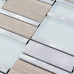 Silver Brushed Aluminum Tile White Frosted Glass Mosaic and Textured Stone Tiles Bath Wall Decor