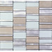 Silver Brushed Aluminum Tile White Frosted Glass Mosaic and Textured Stone Tiles Bath Wall Decor