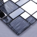 Silver Stainless Steel Tile Blue Crystal Glass Backsplash Tile Shiny Metallic Mosaic Bathroom Tiles