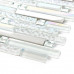 Iridescent White Glass Tile Silver Stainless Steel Backsplash Crystal Rhinestone Mosaic Metal Tiles