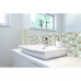 Sea Green Glass and White Stone Tile Resin Conch Beach Inspired Kitchen Backsplash Coastal Bathrooms