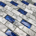 Navy Blue Glass Backsplash Tile Gray Marble 1" x 2" Subway Mini Brick for Bath Wall and Floor Tiles