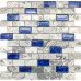 Navy Blue Glass Backsplash Tile Gray Marble 1" x 2" Subway Mini Brick for Bath Wall and Floor Tiles