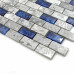 Navy Blue Glass Backsplash Tile Gray Marble 1" x 2" Subway Mini Brick for Bath Wall and Floor Tiles