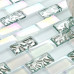 Glass Subway Tile 1" x 2" Silver and Iridescent White Crystal Wall Tiles for Kitchen Backsplashes or Bathrooms
