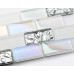 Glass Subway Tile 1" x 2" Silver and Iridescent White Crystal Wall Tiles for Kitchen Backsplashes or Bathrooms