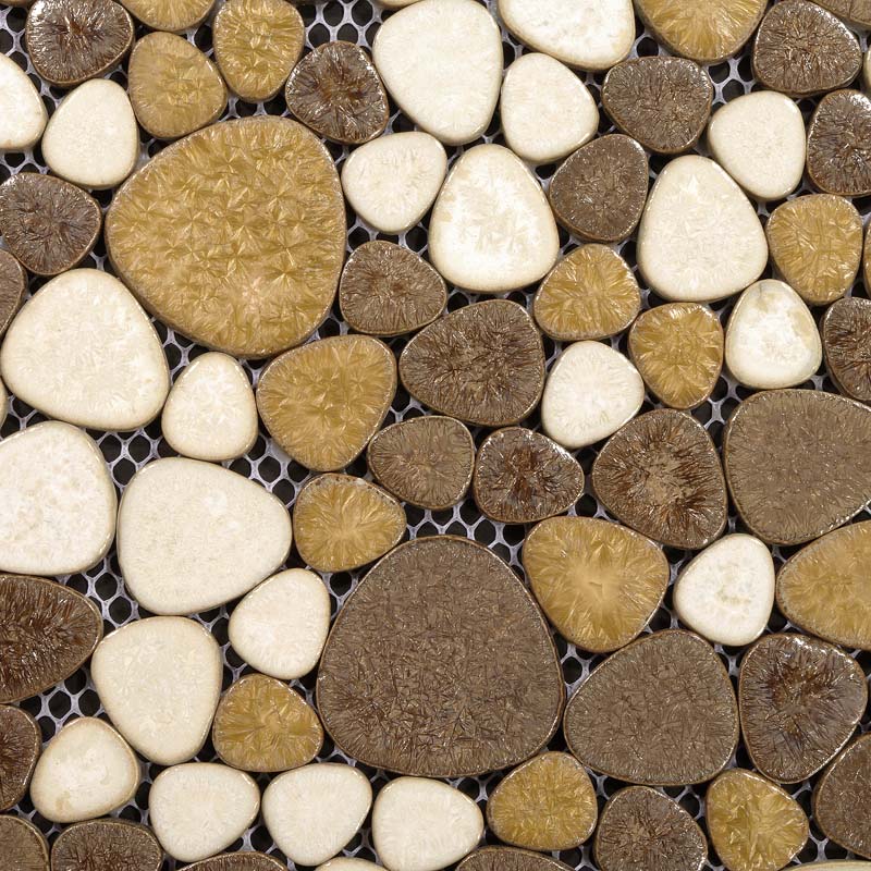 Milk White And Brown Porcelain Pebble Tile Heart Shaped Ceramic Mosaic Fireplace Wall Backsplash Tiles Milk White And Brown Porcelain Pebble Tile Heart Shaped Ceramic Mosaic Fireplace Wall Backsplash Tiles
