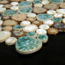 Blue / Cream / Coffee Porcelain Pebble Tile Heart-shaped Ceramic Mosaic Backsplash Glazed Tile Pebbles