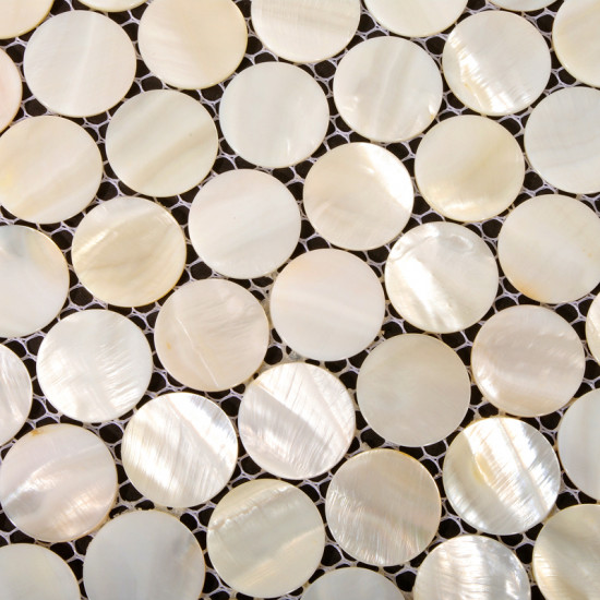 White Mother of Pearl Tile Penny Round Shell Mosaic Backsplash Kitchen Bathroom Wall Tiles (Tile Size: 1" x 1" x 1/12")