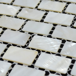 White Mother of Pearl Tile Backsplash Subway Shell Mosaic Kitchen and Bathroom Wall Tiles (Tile Size: 3/5" x 1-1/6" x 1/12")