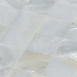 White Mother of Pearl Tile Backsplash Square Shell Mosaic Seamless Bathroom Wall Tiles (Tile Size: 4/5" x 4/5" x 1/12")